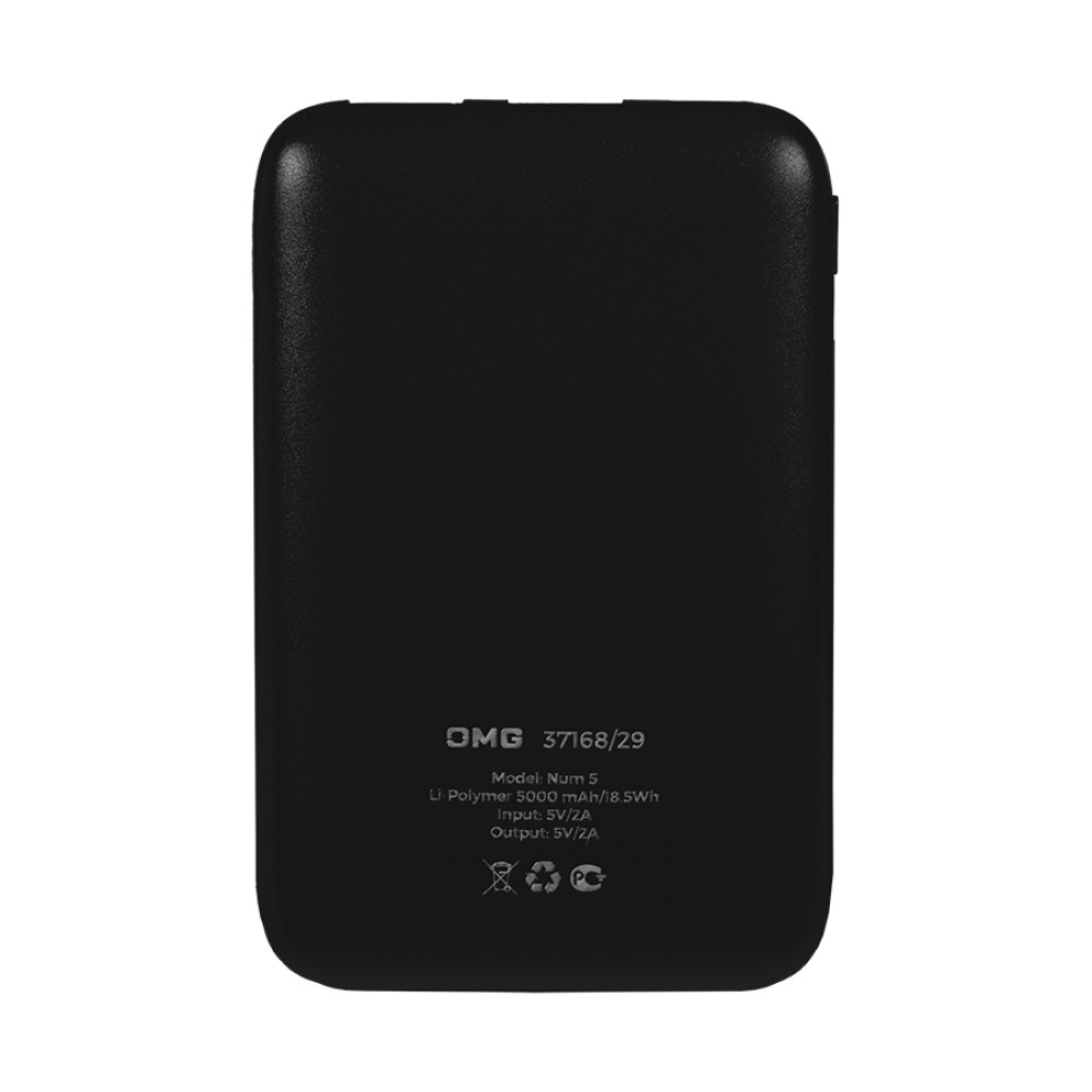 Универсальный аккумулятор Num 5 (5000 мАч), черный, 10,2х6.3х1,2 см