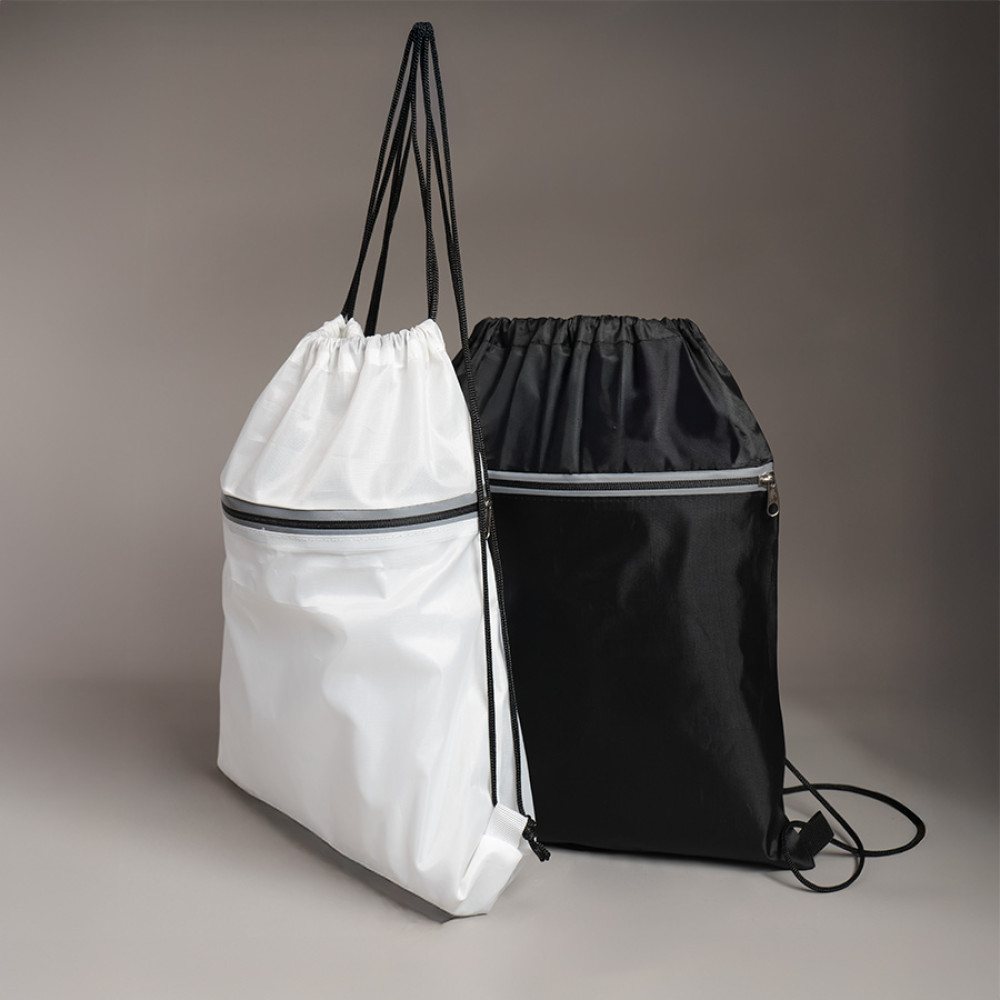 Рюкзак мешок Shift со светоотражающей молнией, белый, 36*41 см, полиэстер 210D