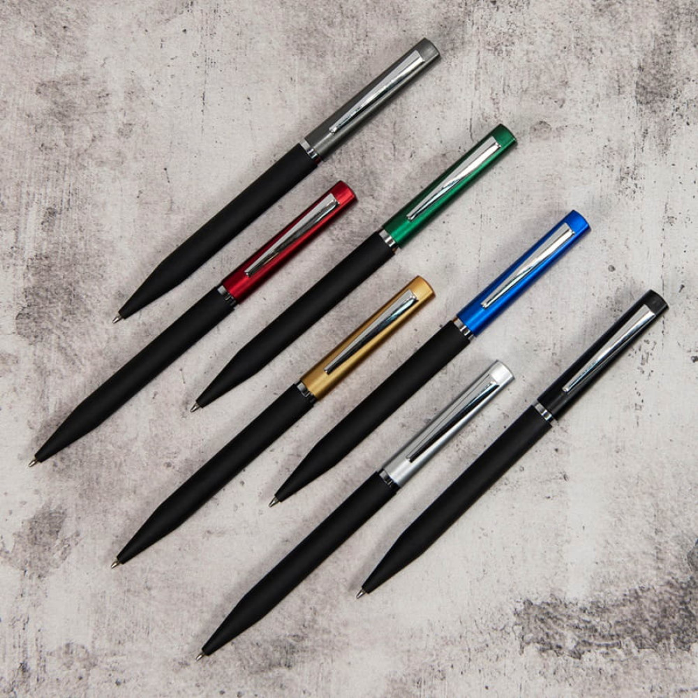 Ручка шариковая M1, пластик, металл, покрытие soft touch, цвет зеленый, черный