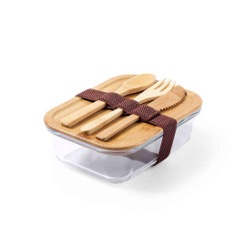 Ланч-бокс BEJAR, ложка, вилка нож в комплекте, стекло/бамбук Ланч-бокс BEJAR, ложка, вилка нож в комплекте, стекло/бамбук