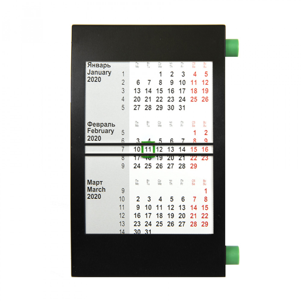 Календарь настольный на 2 года, цвет зеленый, черный