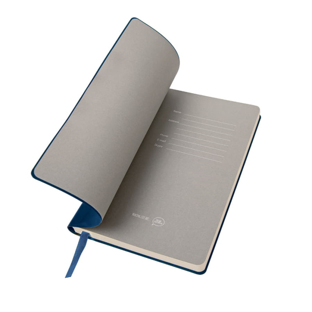 Бизнес-блокнот FUNKY, формат A5, в линейку, цвет темно-синий, серый