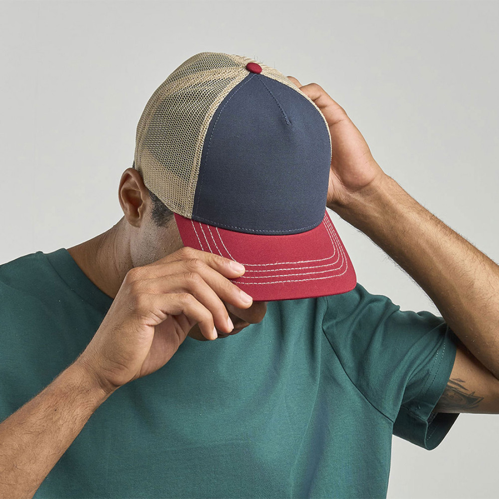 Бейсболка RAPPER CANVAS-S, 5 клиньев, пластиковая застёжка, цвет серый, синий