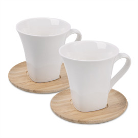 Набор  Натали: две чайные пары в упаковке, 19,5х19х9см, 200мл, фарфор, бамбук Набор  Натали: две чайные пары в упаковке, 19,5х19х9см, 200мл, фарфор, бамбук