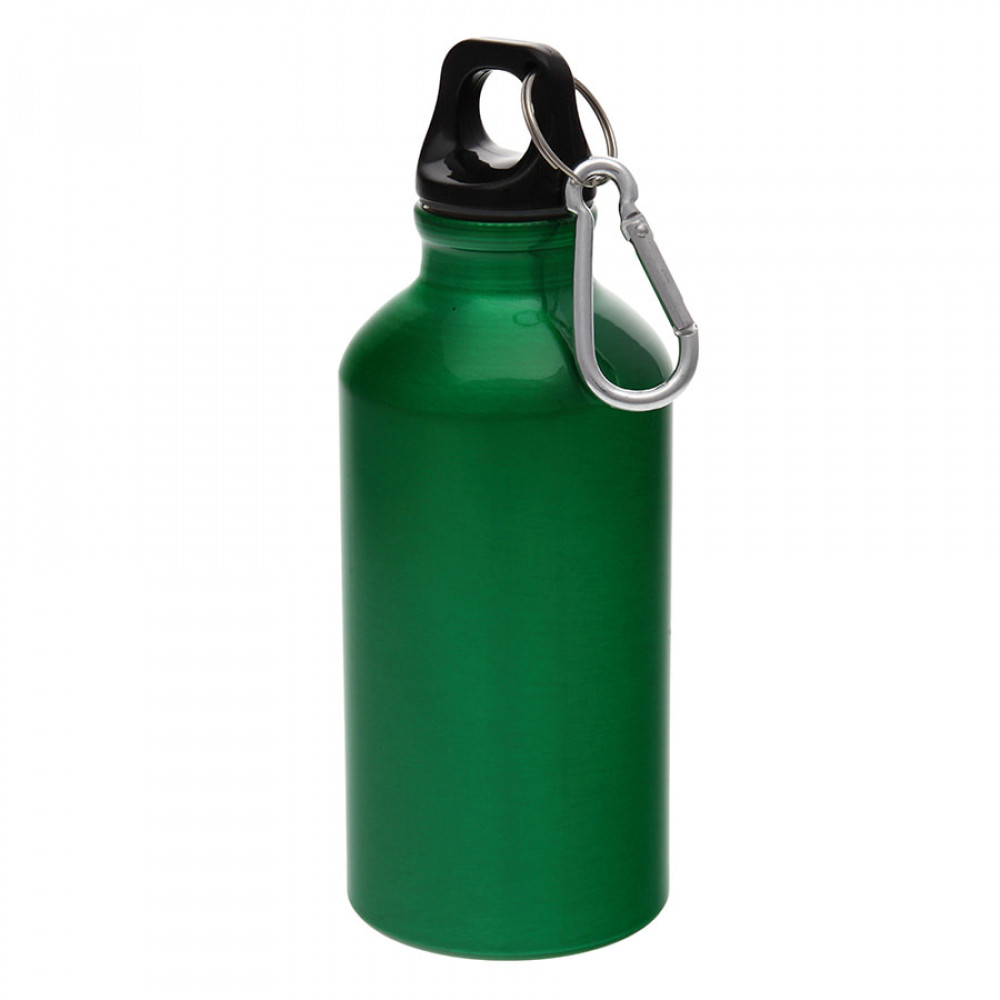 Бутылка для воды с карабином MENTO, 400мл, цвет зеленый