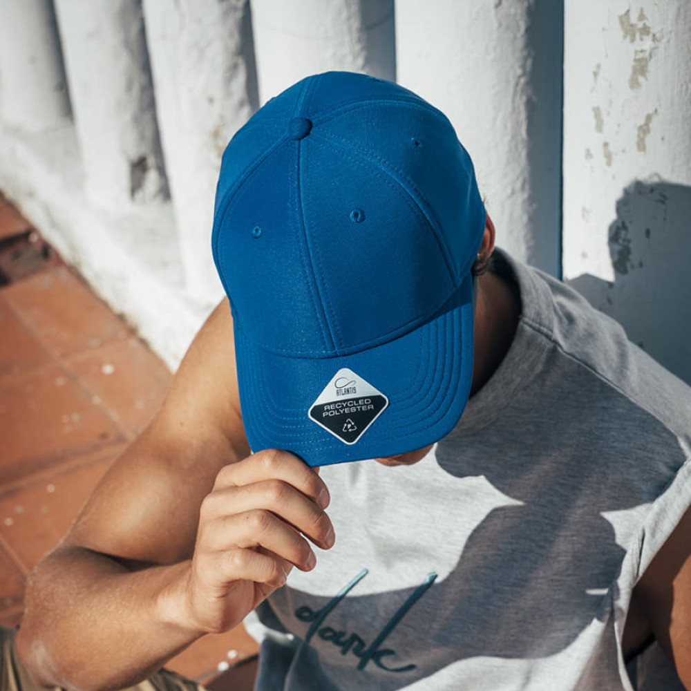 Бейсболка SAND 230 из материала rPET, 6 клиньев, застежка на липучке, цвет синий