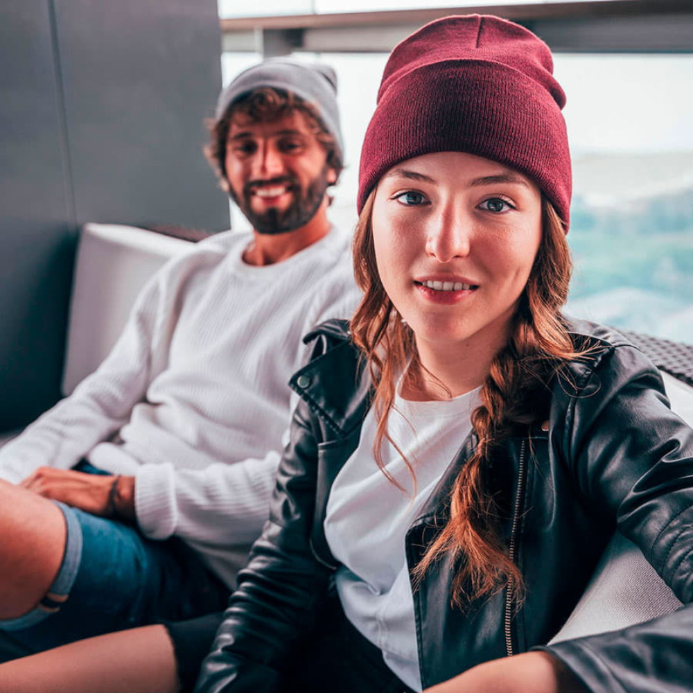 Шапка вязаная PURE с отворотом из пряжи Polylana, цвет светло-серый меланж