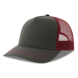 Бейсболка RAPPER CANVAS-S, 5 клиньев, т.сер./красн, пласт.заст., 100% перераб. полиэстер, 270 г/м2