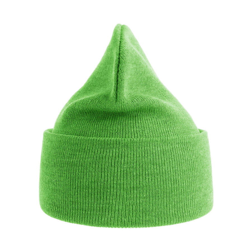 Шапка вязаная PURE с отворотом из пряжи Polylana, цвет ярко-зеленый
