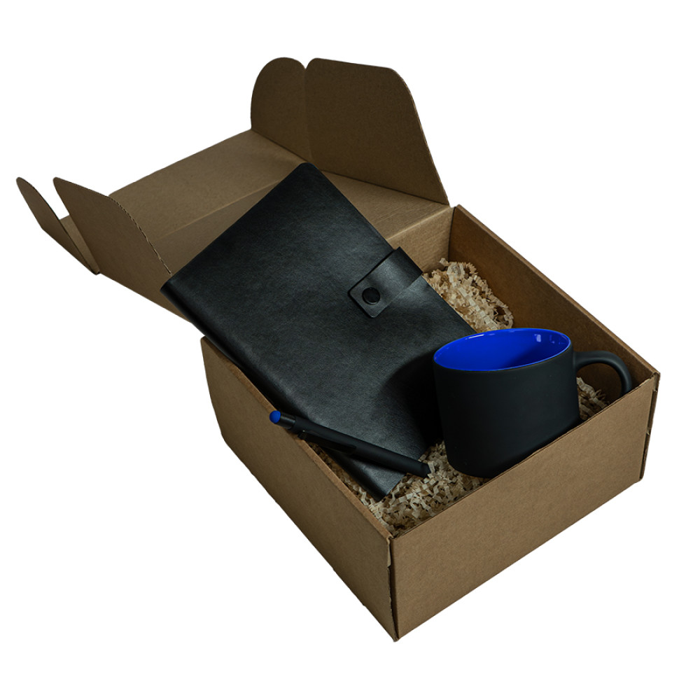 Набор подарочный DYNAMIC: кружка, ежедневник, ручка, стружка, коробка, черный/синий