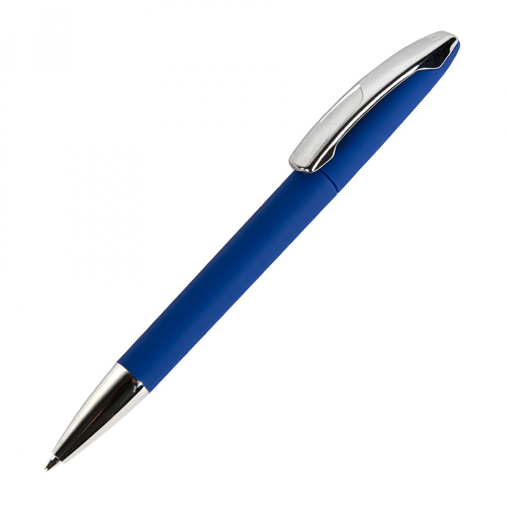 Ручка шариковая VIEW, пластик/металл, покрытие soft touch, цвет синий