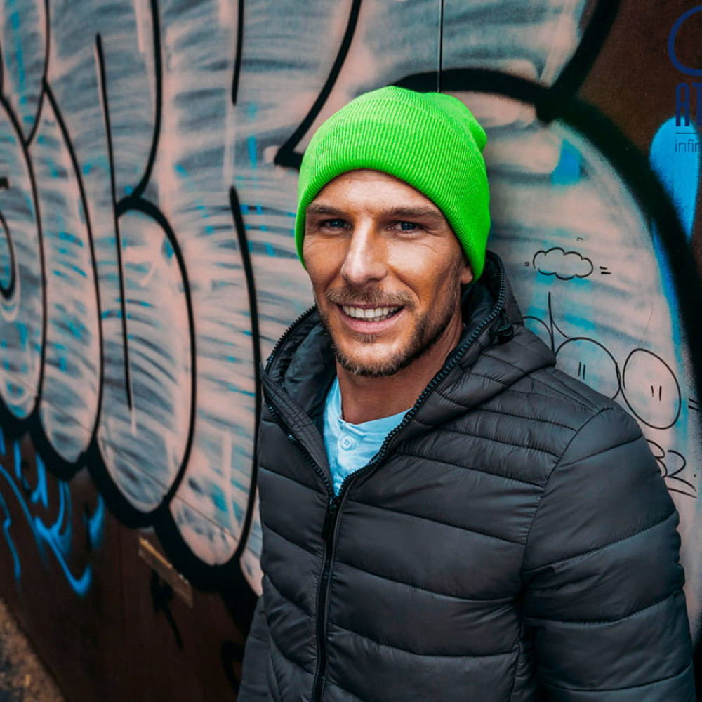 Шапка вязаная двойная Wind с отворотом, цвет красный