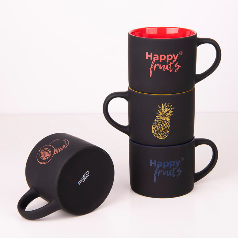 Кружка YASNA с прорезиненным покрытием, цвет черный, желтый