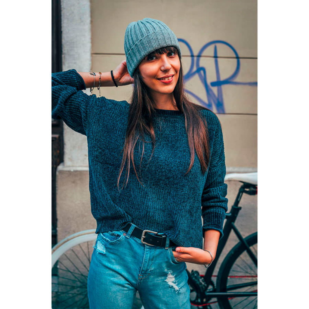 Шапка вязаная SHORE с отворотом из материала rPET/рециклированного полиэстера, цвет бордовый