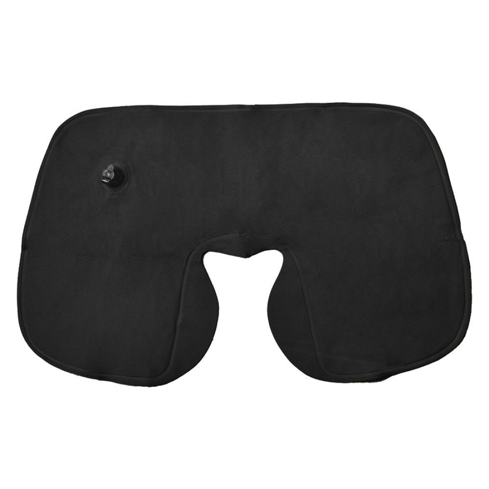 Подушка надувная дорожная WAY в футляре; черный; 43,5х27,5 см; твил