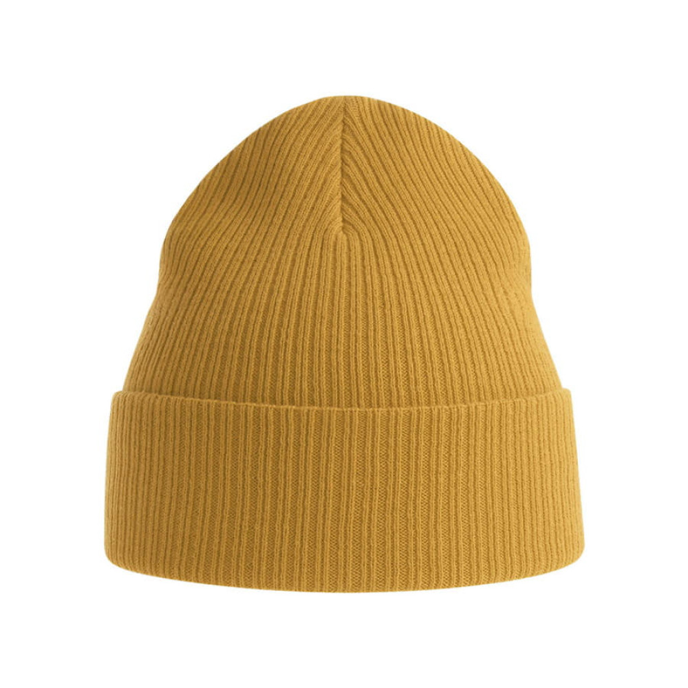 Шапка NELSON в рубчик с отворотом,100% органический хлопок, горчичный, цвет желтый