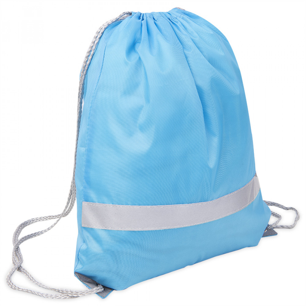 Рюкзак мешок RAY со светоотражающей полосой, цвет голубой