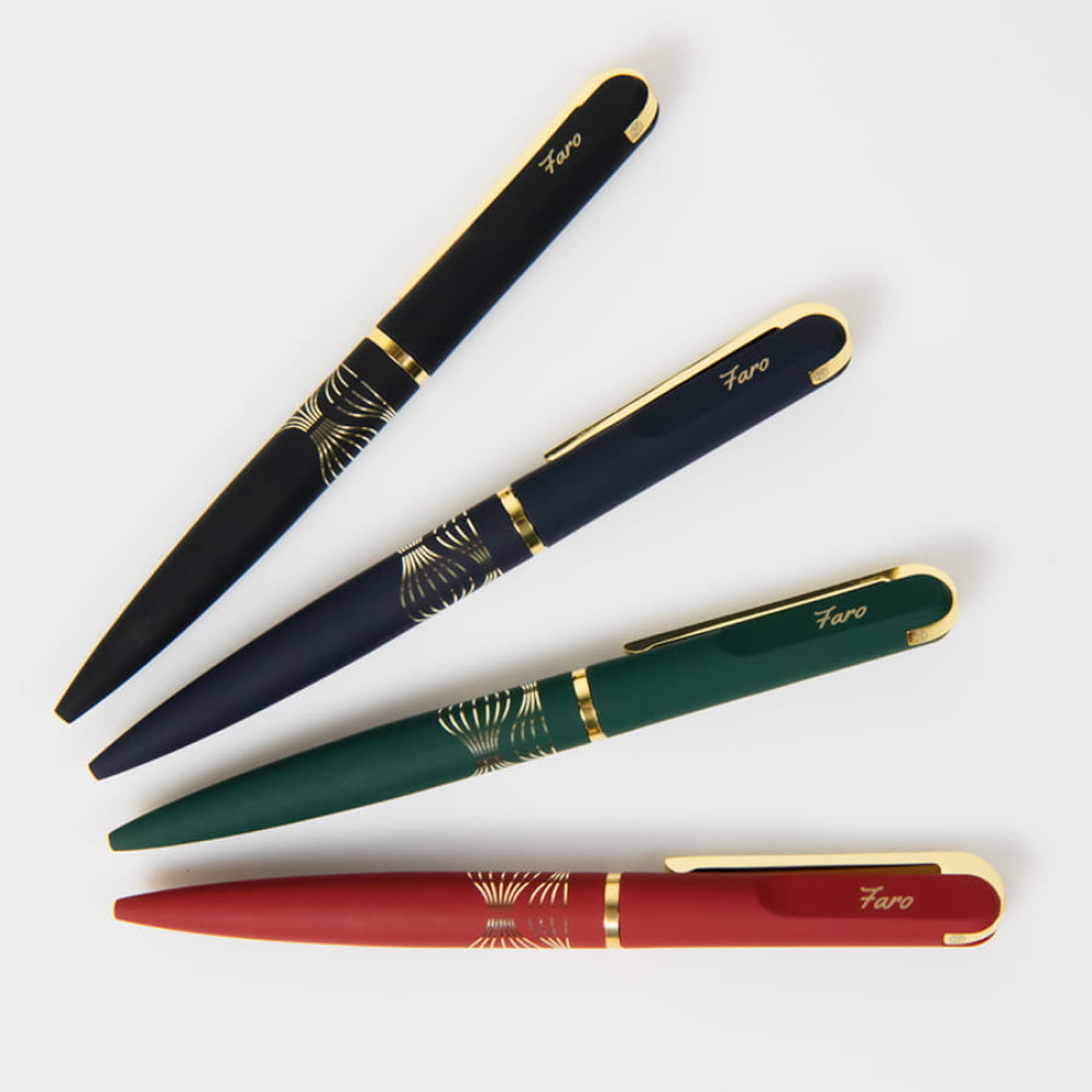 Ручка шариковая FARO, покрытие soft touch, цвет темно-зеленый, золотистый