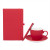 Подарочный набор T-TIME: бизнес-блокнот, чайная пара, ручка шариковая, коробка и стружка, красный