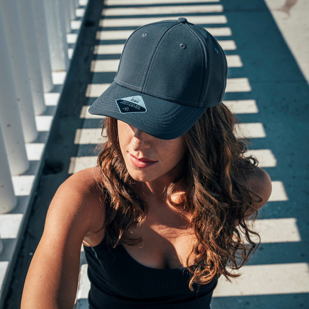 Бейсболка SAND 230 из материала rPET, 6 клиньев, застежка на липучке, цвет синий