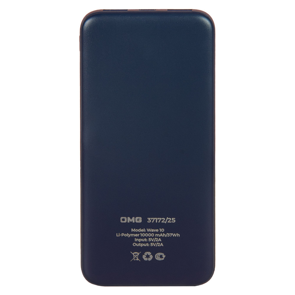 Универсальный аккумулятор Wave 10 (10000 мАч), синий, 14,9х6.7х1,6 см