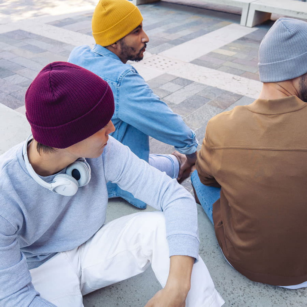 Шапка NELSON в рубчик с отворотом,100% органический хлопок, светло-серый, цвет светло-серый