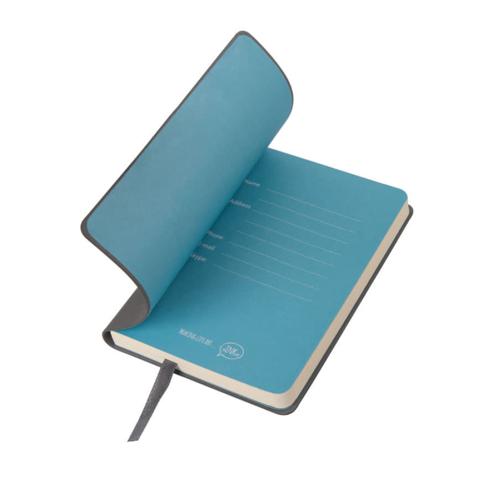 Бизнес-блокнот FUNKY, формат A6, в клетку, цвет серый, голубой