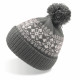 Шапка вязаная с снежинками и помпоном FLAKE_темно-серый,100% акрил