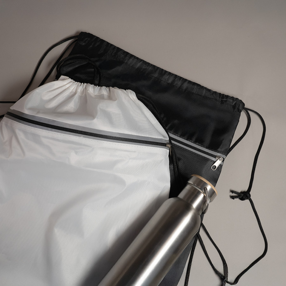 Рюкзак мешок Shift со светоотражающей молнией, белый, 36*41 см, полиэстер 210D