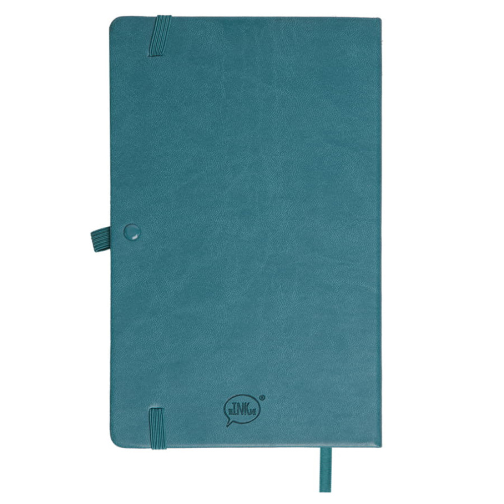 Бизнес-блокнот Justy, 130*210 мм, морская волна, твердая обложка, резинка 7 мм, блок-линейка