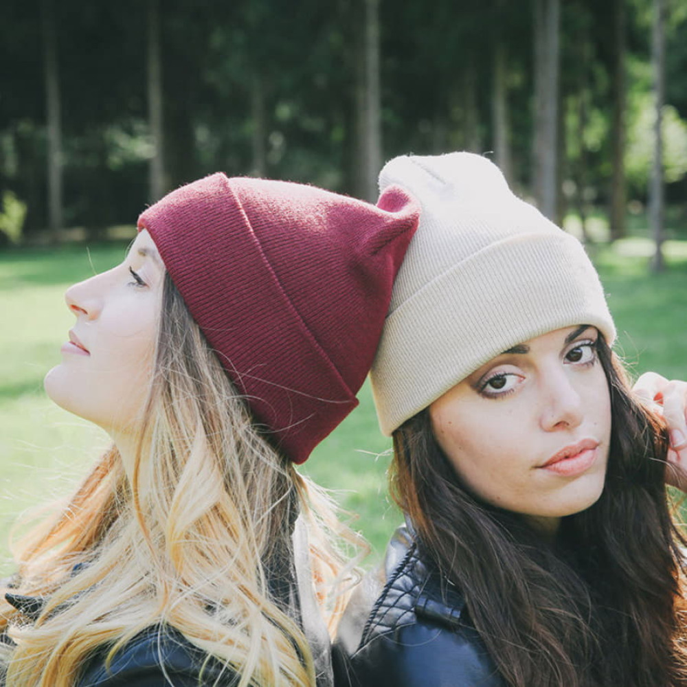 Шапка вязаная двойная Wind с отворотом, цвет белый