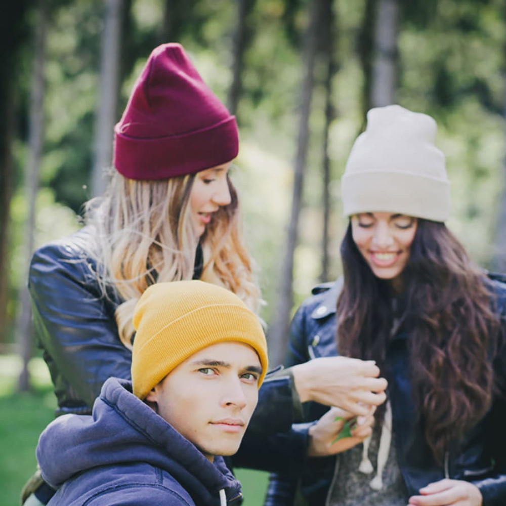 Шапка вязаная двойная Wind с отворотом, цвет белый