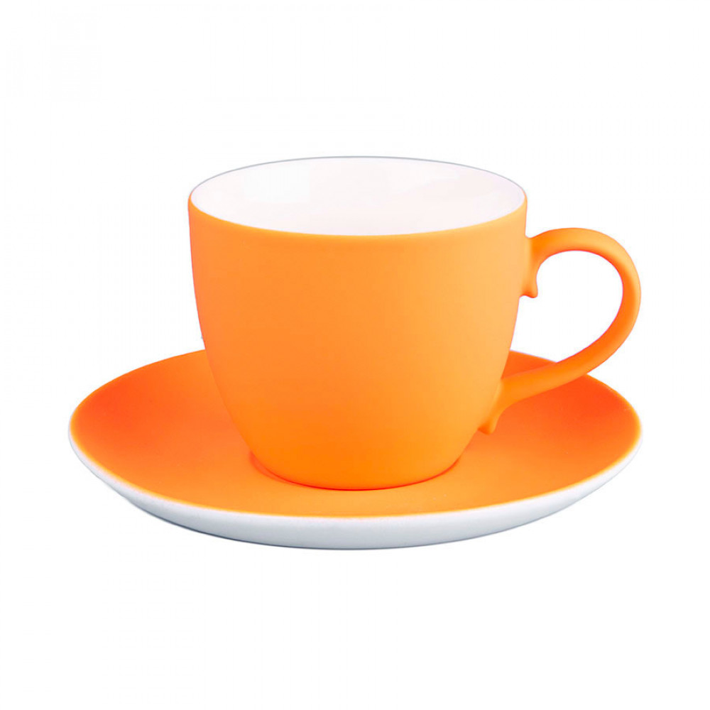 Чайная пара TENDER с прорезиненным покрытием, цвет оранжевый