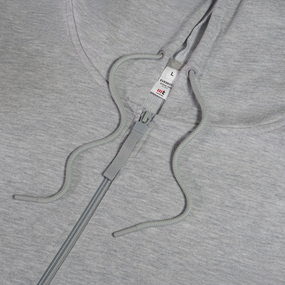 Толстовка унисекс на молнии с капюшоном EVEREST 2 260, цвет светло-серый меланж