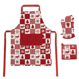 Подарочный набор  для кухни  Новогодний,хлопок 100%, фартук и прихватки