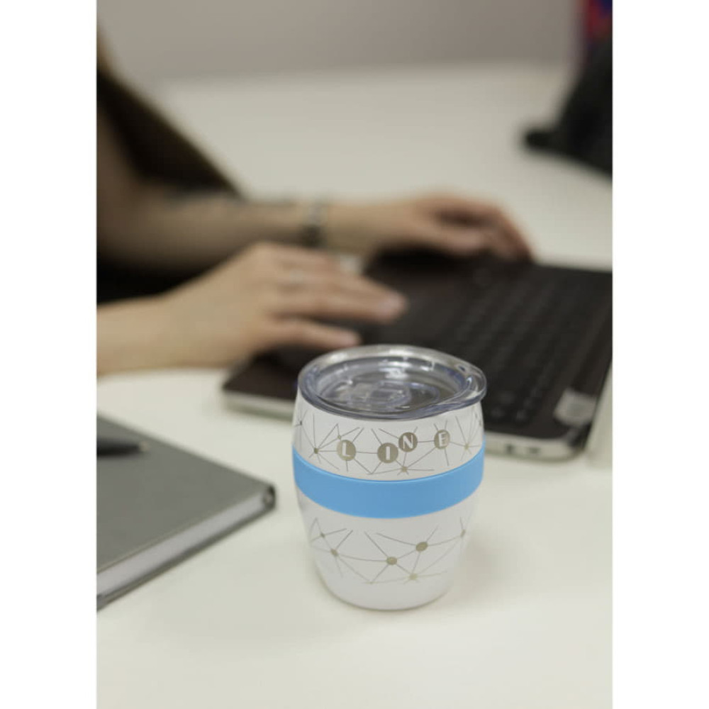 Термокружка LINE, цвет белый, синий