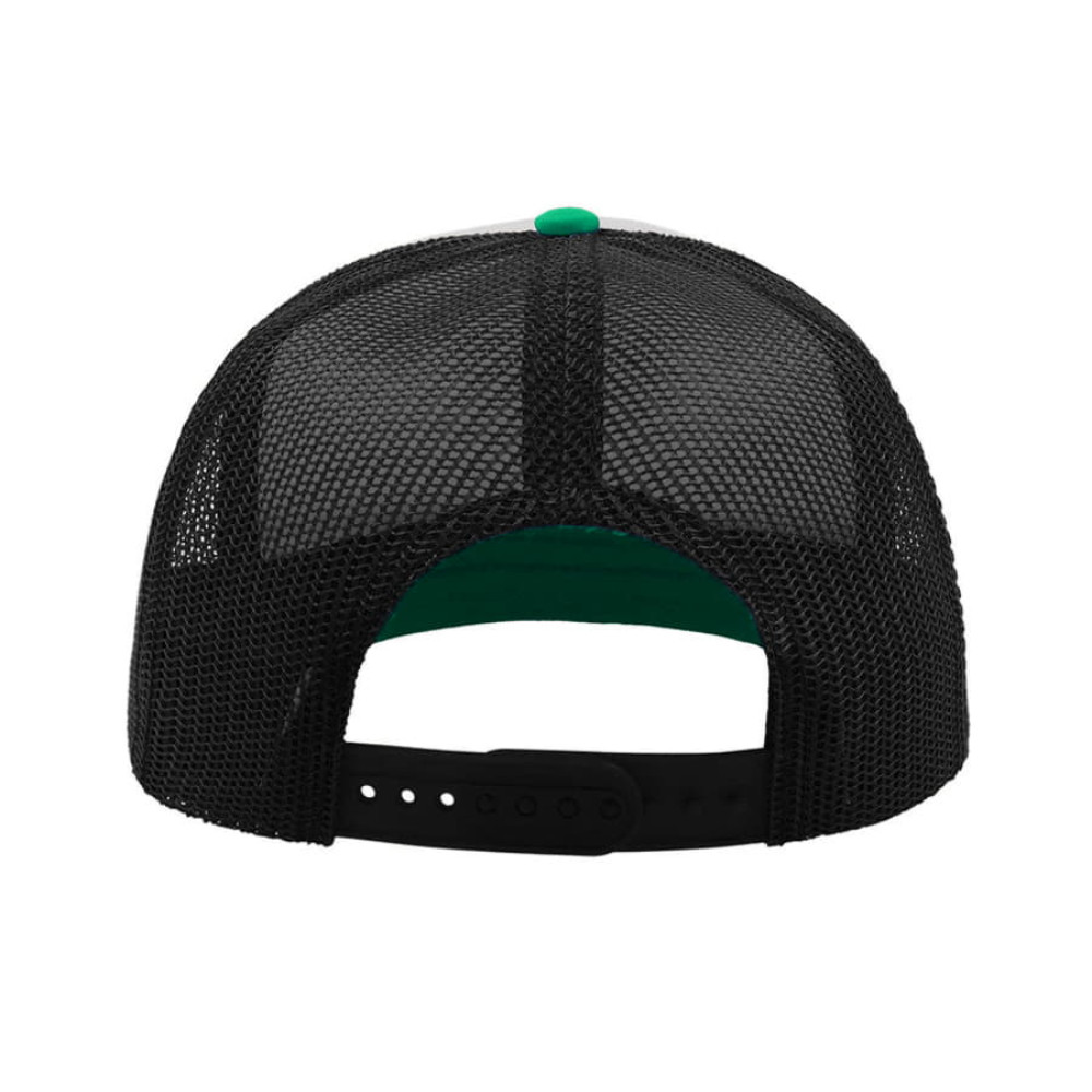 Бейсболка SNAP 90S, 5 клиньев, пластиковая застежка, цвет белый, зеленый