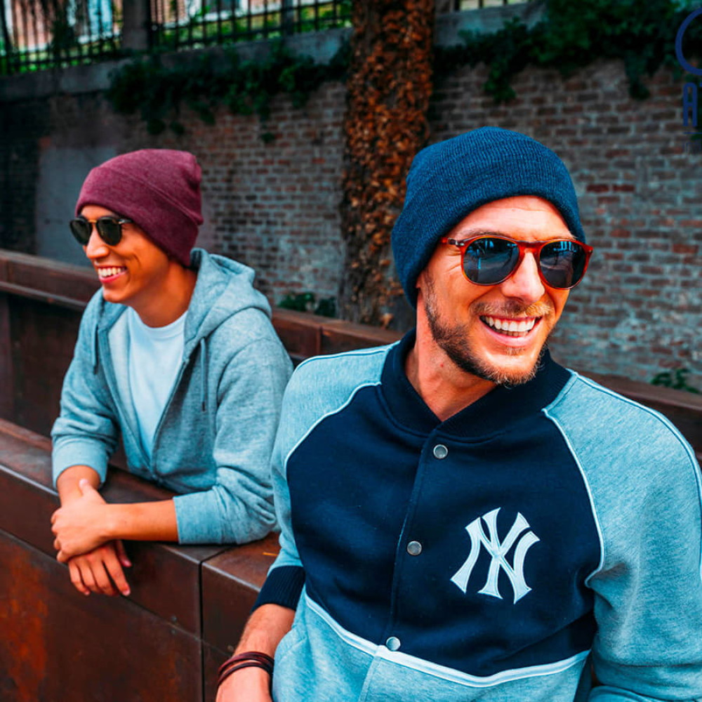 Шапка вязаная двойная WIND с отворотом, цвет оливковый