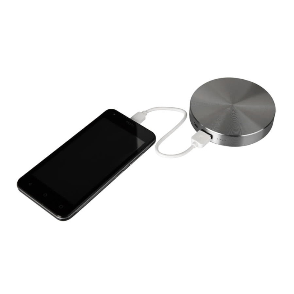 Универсальный аккумулятор UFO (6000mAh) в подарочной коробке,темно-серый,8,6х1,5 см,металл