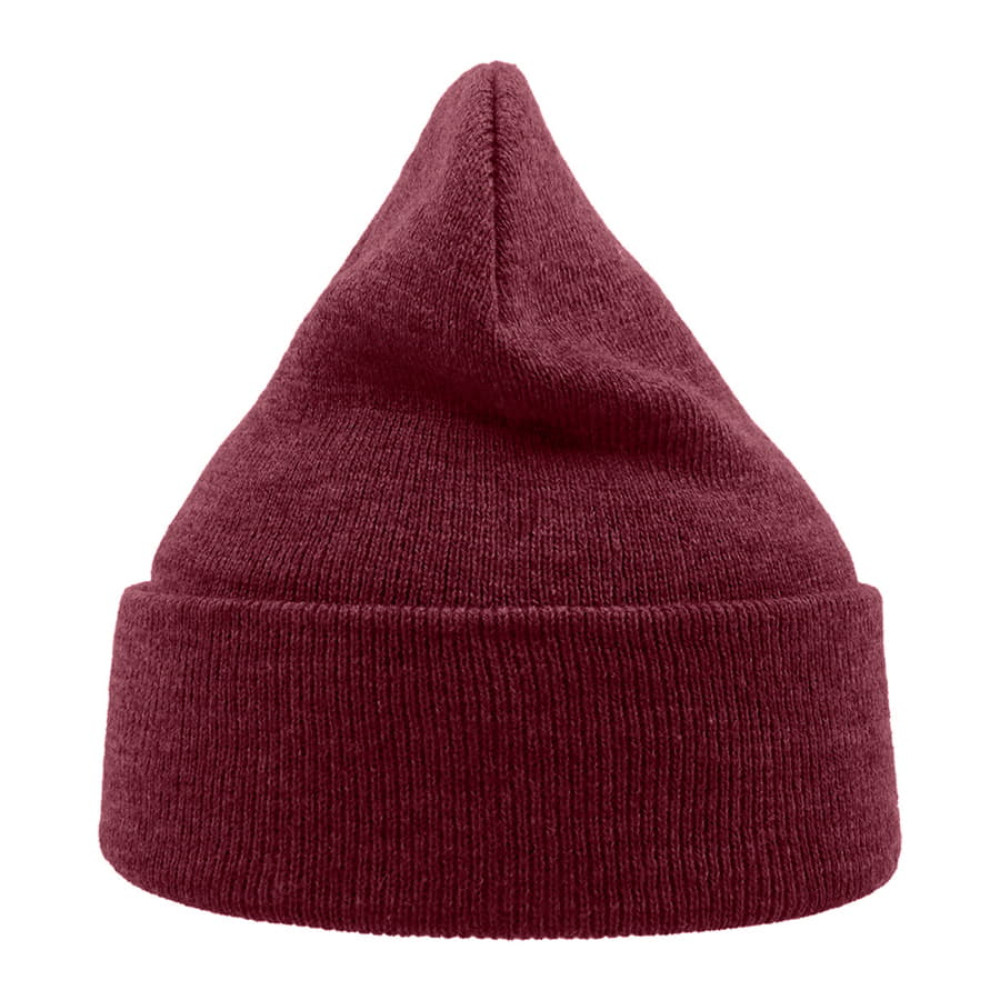 Шапка вязаная двойная Wind с отворотом, цвет бордовый меланж