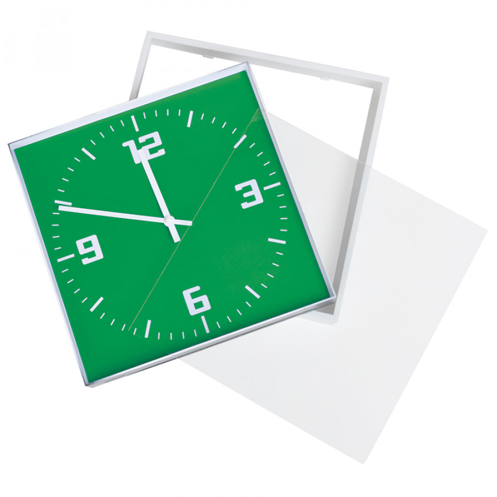 Часы настенные КВАДРАТ; зеленый, 30*30 см; пластик; без элементов питания