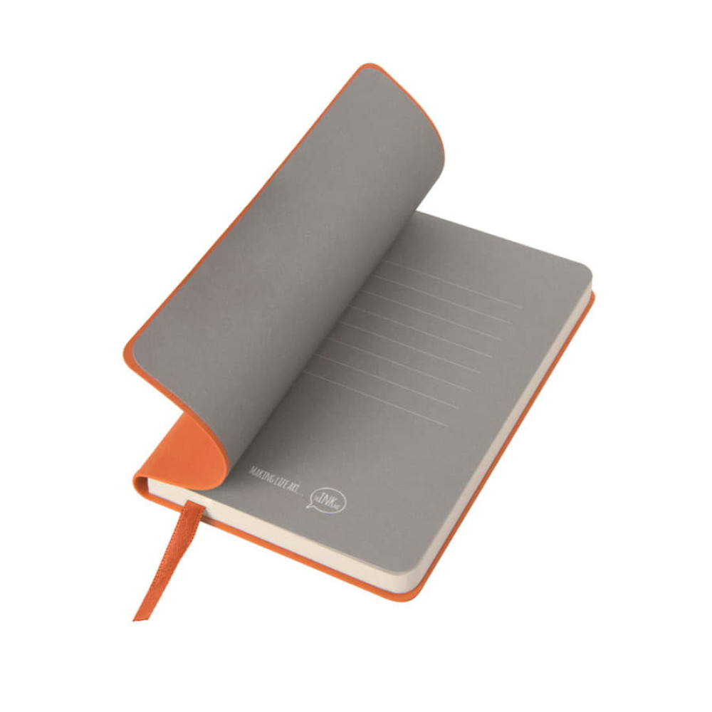 Бизнес-блокнот FUNKY, формат A6, в клетку, цвет оранжевый, серый