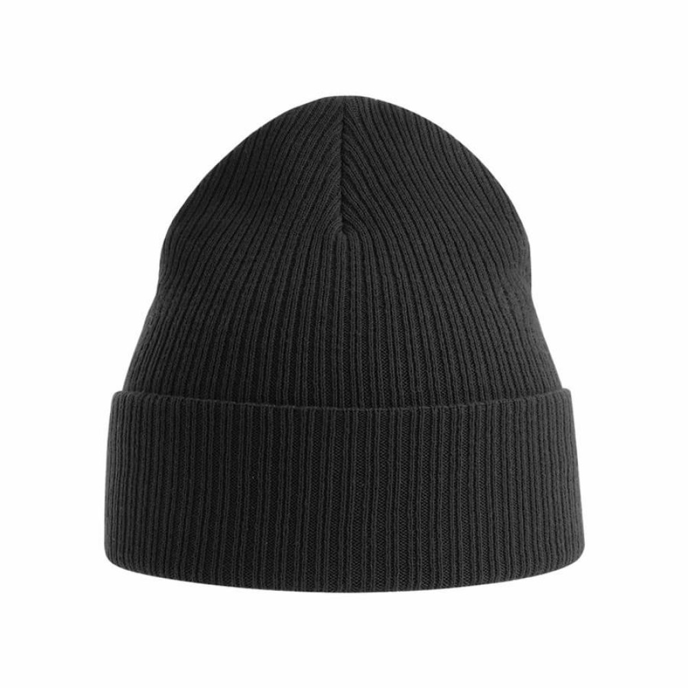 Шапка NELSON в рубчик с отворотом,100% органический хлопок, черный, цвет черный