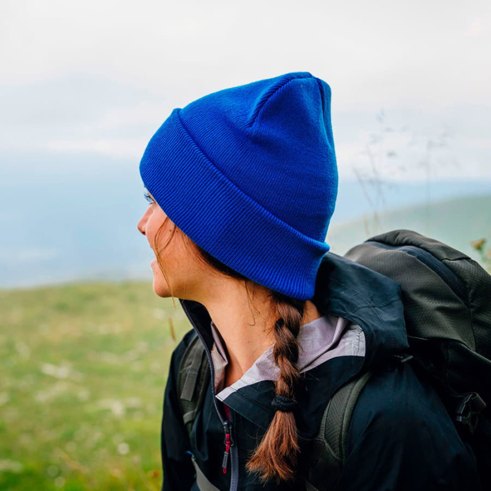 Шапка вязаная двойная Wind с отворотом, цвет красный