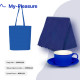 Набор подарочный MY-PLEASURE: чайная пара, плед, сумка, синий