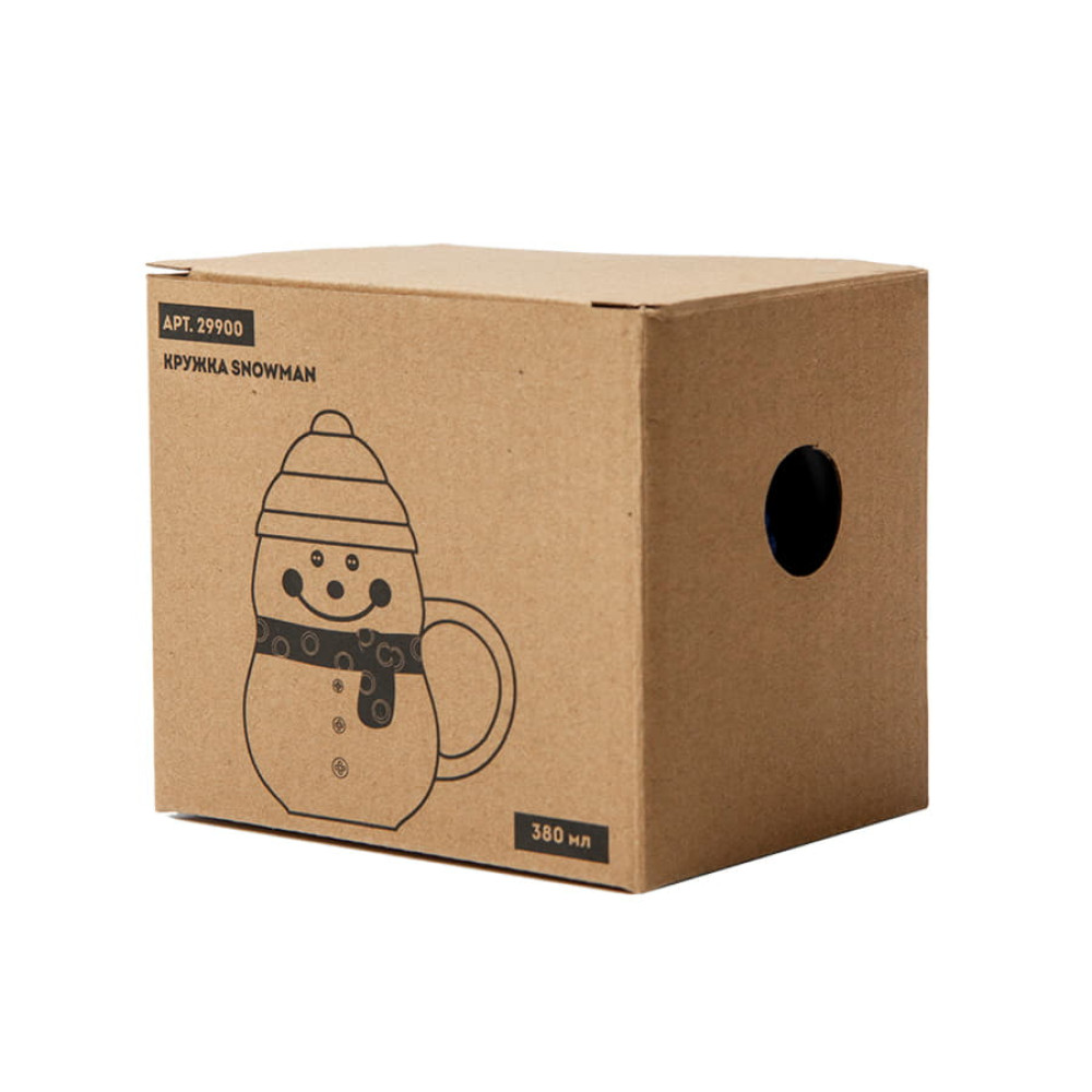 Кружка SNOWMAN с крышкой, цвет белый, синий
