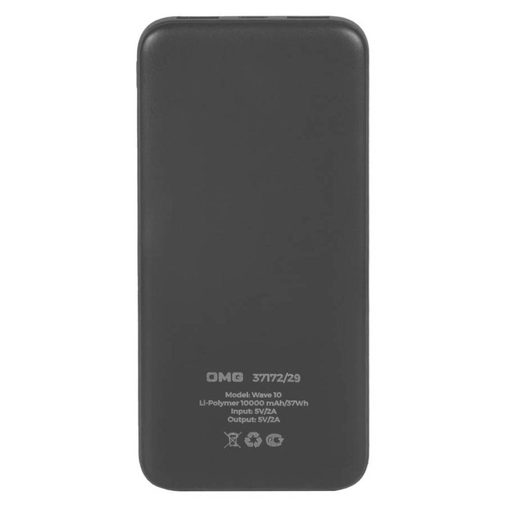 Универсальный аккумулятор Wave 10 (10000 мАч), серый, 14,9х6.7х1,6 см