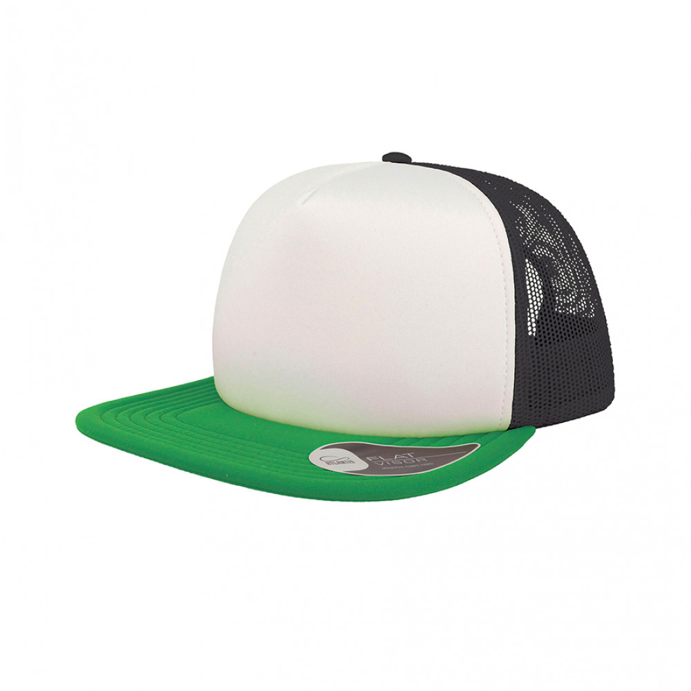 Бейсболка SNAP 90S, 5 клиньев, пластиковая застежка, цвет белый, зеленый