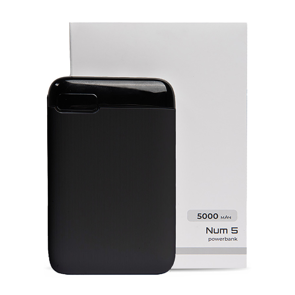 Универсальный аккумулятор Num 5 (5000 мАч), черный, 10,2х6.3х1,2 см