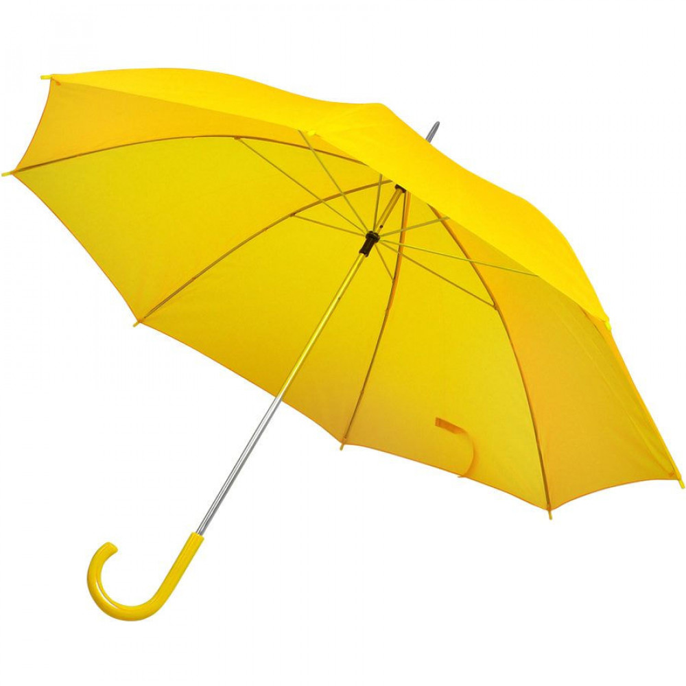 Зонт-трость с пластиковой ручкой, механический, цвет желтый